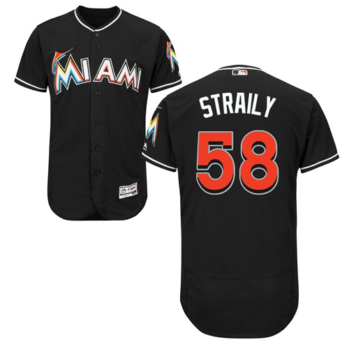 marlins #58 Dan Straily Black Flexbase Authentic Collection Stitched MLB Jersey
